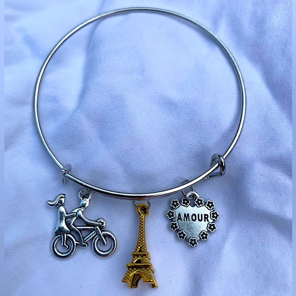Brand New! Handmade! Adjustable Charm Bangle Bracelet!